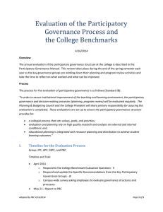 Evaluation of the Participatory Governance Process and the College Benchmarks