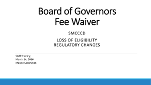 Board of Governors Fee Waiver SMCCCD LOSS OF ELIGIBILITY