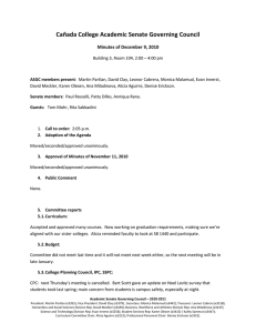 Cañada College Academic Senate Governing Council Minutes of December 9, 2010