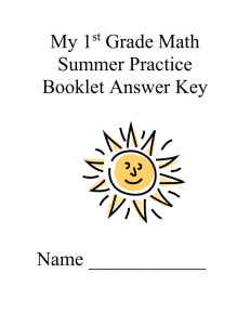 My 1 Grade Math Summer Practice Booklet Answer Key