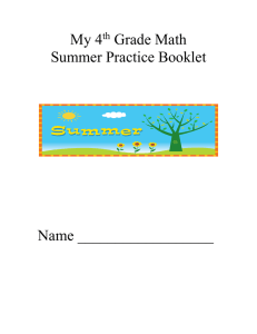 My 4 Grade Math Summer Practice Booklet