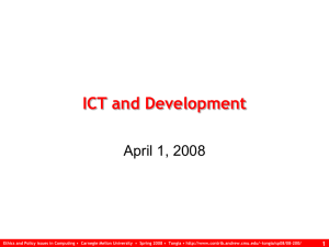 ICT and Development April 1, 2008 1