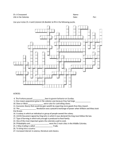 Ch. 4 Crossword  Name: Life in the Colonies
