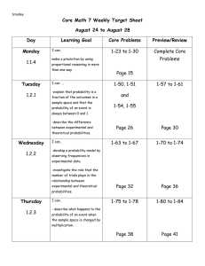 Core Math 7 Weekly Target Sheet August 24 to August 28 Day