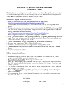 Westerville City Middle School 2014 Science Fair Information Packet