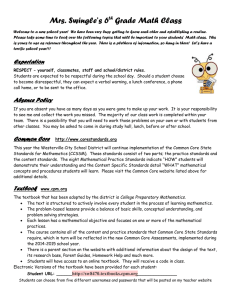 Mrs. Swingle’s 6 Grade Math Class