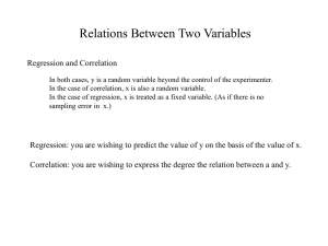 Relations Between Two Variables Regression and Correlation
