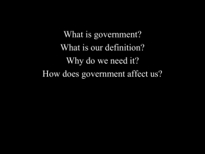 What is government? What is our definition? Why do we need it?