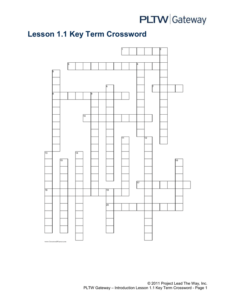 Edhelper crossword answer key 1