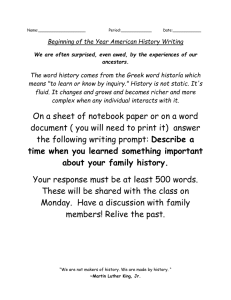 Beginning of the Year American History Writing