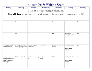 August 2015: Writing Seeds  This is a year-long calendar.