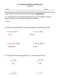 5.1.1 Working with Multi-Variable Equations Homework