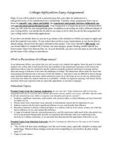 College Application Essay Assignment