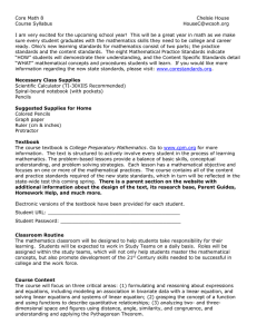 Core Math 8  Chelsie House Course Syllabus