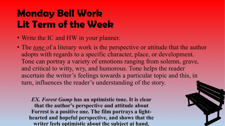 Monday Bell Work Lit Term Of The Week