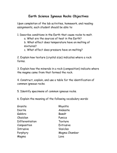Earth Science Igneous Rocks Objectives