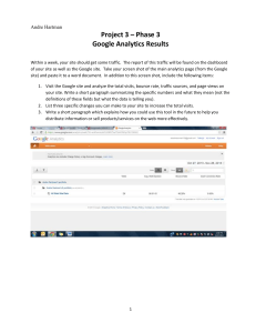 Project 3 – Phase 3 Google Analytics Results Andre Hartman