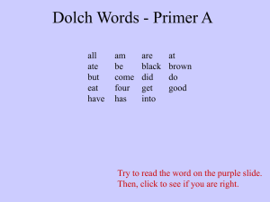 Dolch Words - Primer A all
