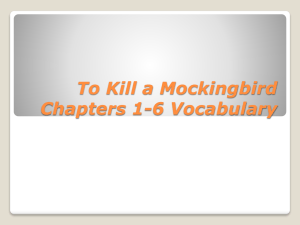 To Kill a Mockingbird Chapters 1-6 Vocabulary