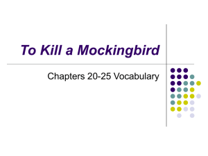 To Kill a Mockingbird Chapters 20-25 Vocabulary