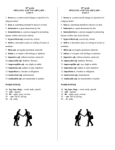 10 grade SPELLING AND VOCABULARY – UNIT 9