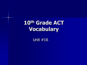 10 Grade ACT Vocabulary Unit #16