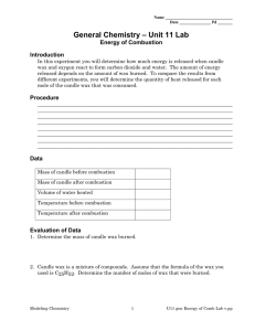 – Unit 11 Lab General Chemistry Energy of Combustion Introduction