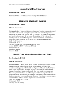 International Study Abroad Discipline Studies in Nursing
