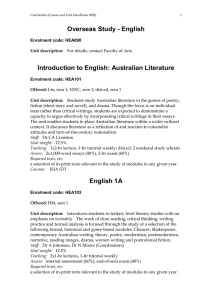 Overseas Study - English Introduction to English: Australian Literature