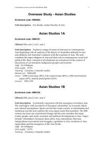 Overseas Study - Asian Studies Asian Studies 1A