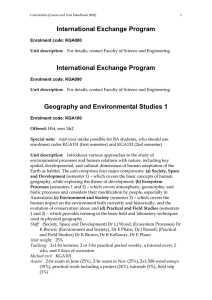 International Exchange Program Geography and Environmental Studies 1