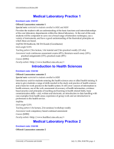 Medical Laboratory Practice 1