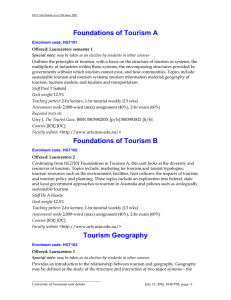 Foundations of Tourism A