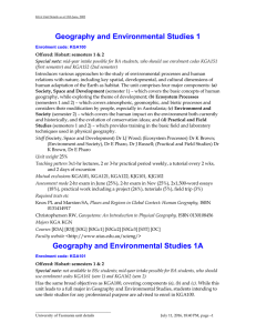 Geography and Environmental Studies 1