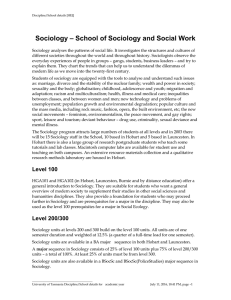 – School of Sociology and Social Work Sociology