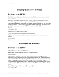 Bridging Quantitative Methods Enrolment code: BEA008