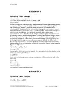 Education 1 Enrolment code: EPF150