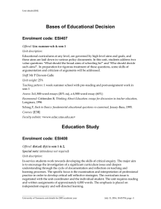 Bases of Educational Decision Enrolment code: ESI407