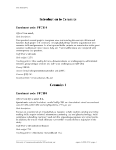 Introduction to Ceramics Enrolment code: FFC110