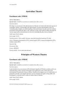 Australian Theatre Enrolment code: FPB101