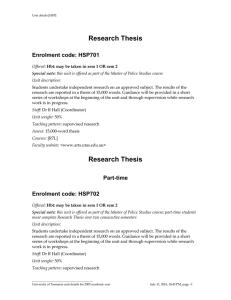 Research Thesis Enrolment code: HSP701