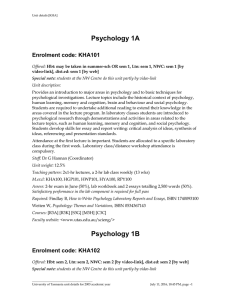 Psychology 1A Enrolment code: KHA101
