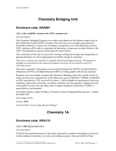 Chemistry Bridging Unit Enrolment code: KRA001