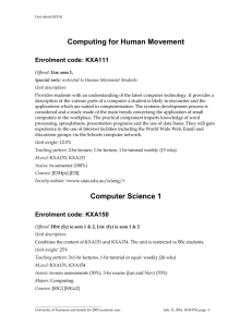 Computing for Human Movement Enrolment code: KXA111