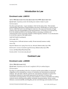 Introduction to Law Enrolment code: LAW101