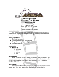 Mesa High School GV 20: Film &amp; T.V. Program Course Syllabus