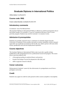 Graduate Diploma in International Politics Course code: R6Q Introductory comments