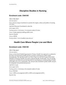 Discipline Studies in Nursing Health Care Where People Live and Work