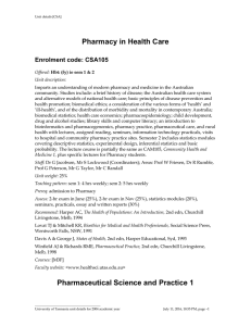 Pharmacy in Health Care Enrolment code: CSA105