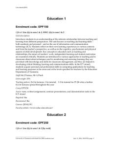 Education 1 Enrolment code: EPF150